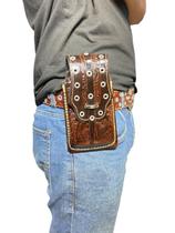 Capa bainha de celular com ilhós e cinto em couro legitimo Capa bainha de celular com ilhós e cinto em couro legitimo