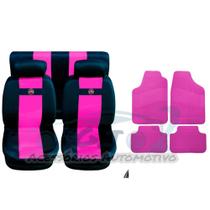 capa banco carro em nylon rosa +tapete para uno 87