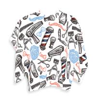 Capa Barbeiro Estampa Conjunto Barbearia Cetim 156x146cm Capa Barbeiro Estampa Conjunto Barbearia Cetim 156x146cm