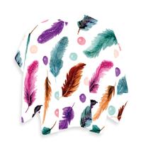 Capa Barbeiro Penas Coloridas Cetim 156x146cm Capa Barbeiro Penas Coloridas Cetim 156x146cm