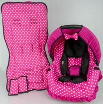 Capa bebê conforto+carrinho+redutor - pink bola branca