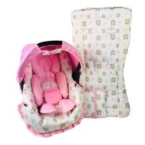 Capa bebê conforto+carrinho+redutor - urso rosa