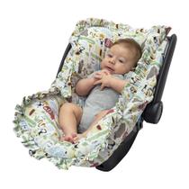 Capa Bebê Conforto e Protetor de Cinto Safari Ajustável e com Babado, 100% Algodão - Batistela Baby - Envio Imediato