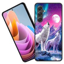 Capa BFUKVOU para Galaxy A17 5G, Capa Protetora de Silicone Macio Premium para Samsung Galaxy A17 5G 6,7 polegadas 2025, Lobos Uivando Sob a Luz do Luar