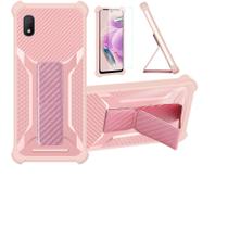 Capa bojioderf Compatível com Alcatel 1b 5002b com Protetor de Tela de Vidro Temperado Capa Híbrida Suporte Dobrável Magnético Fosca Anti-impressão Digital Rosa
