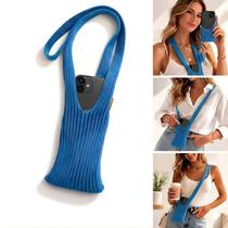 Capa Bolsa para Celular Phone Pocket em Tecido Canelado 80cm Azul