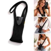 Capa Bolsa para Celular Phone Pocket Preto Tecido Canelado 80cm Unissex