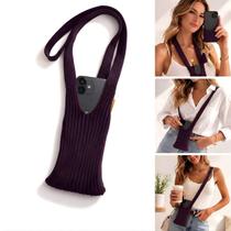 Capa Bolsa para Celular Phone Pocket Roxo Tecido Canelado 80cm Moderno