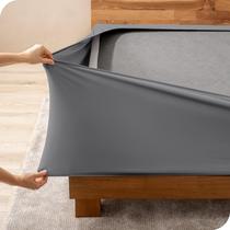 Capa Box Spring Bare Home Stretchy Microfiber Queen Grey