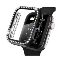 Capa Brilhante Com Diamantes Para Apple Watch 44mm 45mm 41mm 40mm 38mm 42mm Com Protetor De Tela De