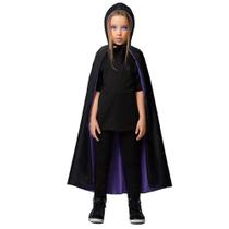 Capa Bruxa Infantil Dupla Face Fantasia Ravena de Halloween Capa Bruxa Infantil Dupla Face Fantasia Ravena de Halloween