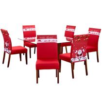 Capa Cadeira Jantar Natal Estampada Vermelha 4 Lugares Prime
