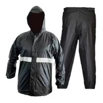 Capa Calça Preta Chuva Moto Impermeavel Pvc C/ Capuz