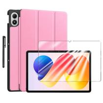 Capa + caneta para Redmi Pad 2 Pro 12,1 + vidro anti impacto Cor selecionada:Rosa Claro