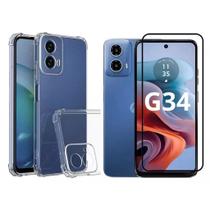Capa Capinha Anti Impacto e 2x Peliculas 3D Para Moto G34 5G