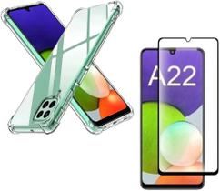 Capa Capinha Anti Impacto e Película Premium 9D Cerâmica Para Galaxy A22 4G Tela De 6,4 Polegadas