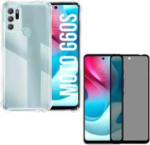 Capa Capinha Anti Impacto e Película Privacidade 3D Para Moto G60s Tela De 6,8 Polegadas
