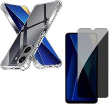 Capa Capinha Anti Impacto e Película Privacidade 3D Para Poco C65 Tela De 6,74 Polegadas