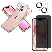 Capa Capinha Anti Impacto E Película Privacidade E Película de Câmera Para iPhone 15 6.1