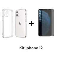 Capa Capinha Anti Impacto + Película 3D De Vidro Privacidade Para Iphone 12