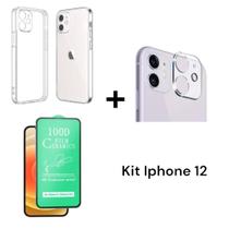 Capa Capinha Anti Impacto + Película Câmera + Película De Cerâmica 9D para Iphone 12