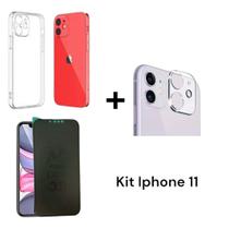 Capa Capinha Anti Impacto + Película Câmera + Película Privacidade Fosca Para Iphone 11 Capa Capinha Anti Impacto + Película Câmera + Película Privacidade Fosca Para Iphone 11