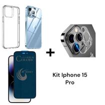 Capa Capinha Anti Impacto + Película De Câmera + Película Fosca Privacidade 9D para Iphone 15 PRO