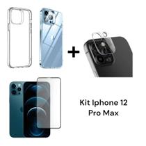 Capa Capinha Anti Impacto + Película Fosca 9D + Película de Câmera Para Iphone 12 PRO MAX