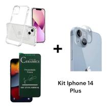 Capa Capinha Anti Impacto + Película Fosca Privacidade + Película de Câmera Para Iphone 14 PLUS