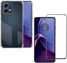 Capa Capinha Anti Impacto + Película Premium 9D Cerâmica Para Moto G84 Tela De 6,55 Polegadas