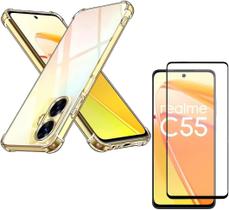 Capa Capinha Anti Impacto + Película Premium 9D Cerâmica Para Realme C55 Tela De 6,72 Polegadas