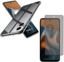Capa Capinha Anti Impacto + Película Privacidade 3D Para Moto G34 Tela De 6,5 Polegadas