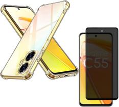 Capa Capinha Anti Impacto + Película Privacidade 3D Para Realme C55 Tela De 6,72 Polegadas