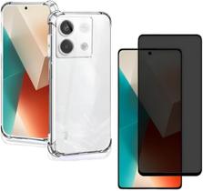 Capa Capinha Anti Impacto + Película Privacidade 3D Para Redmi Note 13 Tela De 6,67 Polegadas