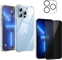 Capa Capinha Anti Impacto + Película Privacidade 3D + Película de Câmera Compatível Com iPhone 13 Pro Max Capa Capinha Anti Impacto + Película Privacidade 3D + Película de Câmera Compatível Com iPhone 13 Pro Max