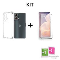 Capa Capinha Anti Impacto Transparente + Película 9D De Cerâmica Para Moto G85