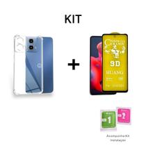Capa Capinha Anti Impacto Transparente + Película 9D Fosca de Cerâmica Para Moto G04