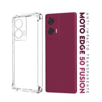 Capa Capinha Anti Impacto Transparente + Película De Hydrogel Privacidade Para Moto Edge 50 Fusion Xt2429 6.7