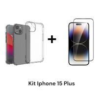 Capa Capinha Anti Impacto Transparente + Película De Vidro Para Iphone 15 PLUS