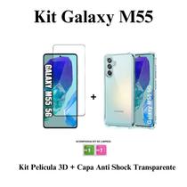 Capa Capinha Anti Impactos Transparente + Película 3D de Vidro para Samsung Galaxy M55 - LXL