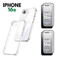 Capa Capinha Anti Shock e 2x Película 3D Vidro Para iPhone 16e Lançamento 2025 Capa Capinha Anti Shock e 2x Película 3D Vidro Para iPhone 16e Lançamento 2025