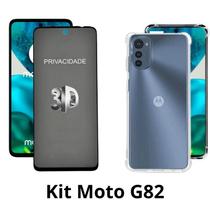 Capa Capinha Anti Shock Transparente + Película 3D Privacidade de Vidro para Moto G82