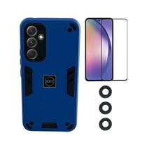 Capa Capinha Armadura + Película Frontal Vidro 3D + Película Lente Câmera 3 Peças Para Celular Samsung A54 - B acessórios