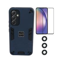 Capa Capinha Armadura + Película Frontal Vidro 3D + Película Lente Câmera 3 Peças Para Celular Samsung A54