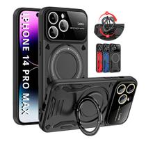 Capa Capinha Armor Anel Magnetica Safe P/ iPhone 14 Pro Max - Carregamento Por Indução + Proteção De Câmera