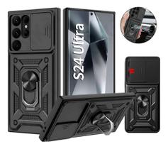 Capa Capinha Armor Militar Galaxy S24 Ultra Anti Impacto Proteção Câmera Anel 360 Suporte e Imã