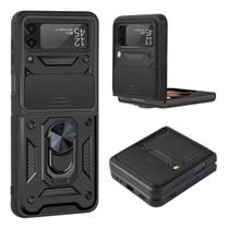 Capa Capinha Armor Militar Para Galaxy Z Flip 3 Anti Impacto Proteção De Câmera Anel 360 Suporte Imã