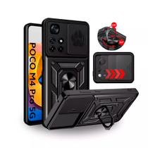 Capa Capinha Armor Militar Poco M4 Pro 5g Anti Impacto Proteção Câmera Anel 360 Suporte e Imã