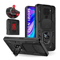 Capa Capinha Armor Militar Redmi Note 9 Normal Anti Impacto Proteção Câmera Anel 360 Suporte e Imã
