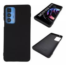 Capa Capinha Aveludada Preta + Película de Cerâmica Para Motorola Moto Edge 20 Pro